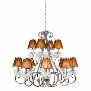 Oksana nickel 12lt pendant & chocolate shades 40W