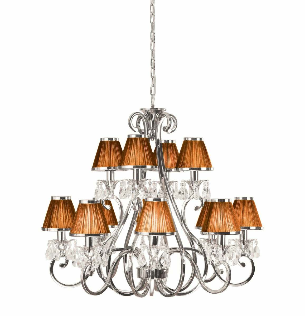 Oksana nickel 12lt pendant & chocolate shades 40W