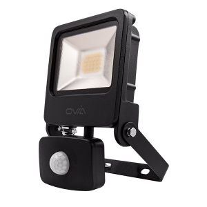 20W LED Floodlight With PIR - IP44 - 4000K - Black