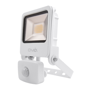 20W LED Floodlight With PIR - IP44 - 3000K - White