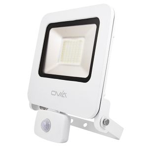 50W LED Floodlight With PIR - IP44 - 3000K - White