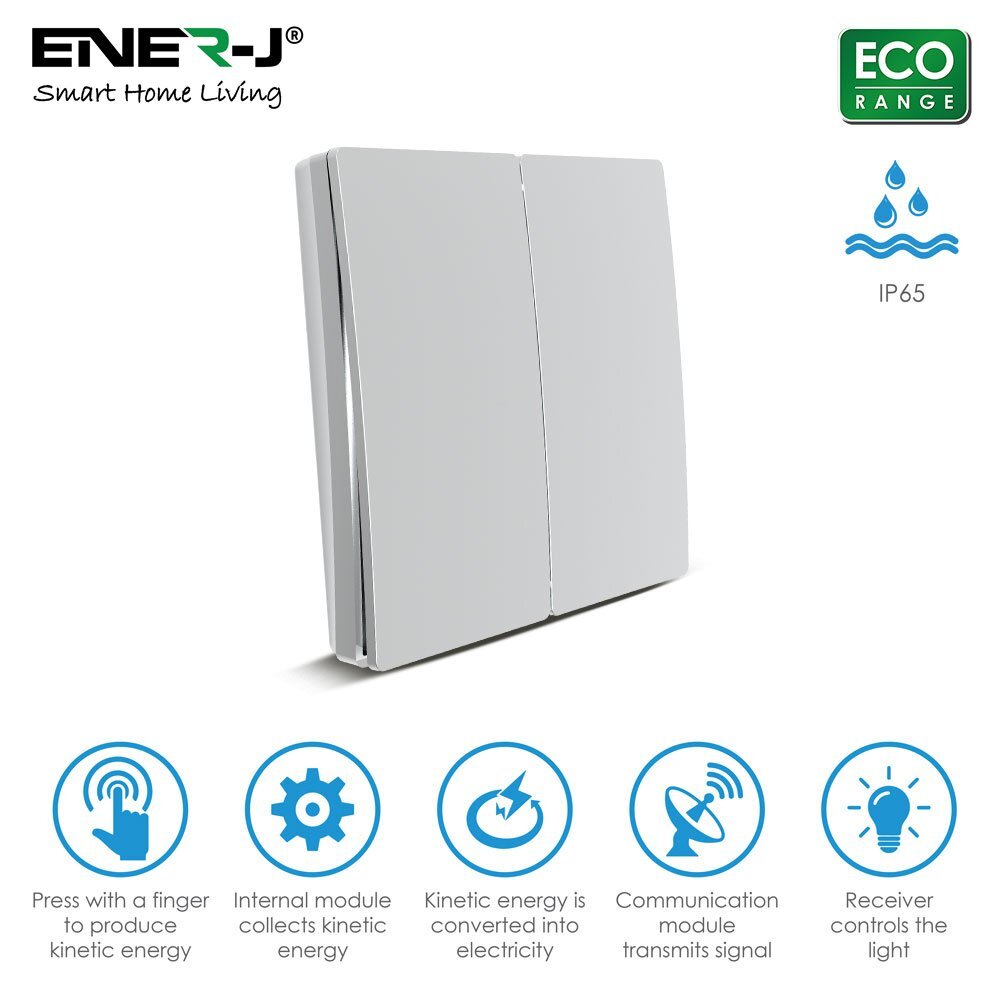 ENERJ 2 Gang Wireless Kinetic Switch ECO RANGE