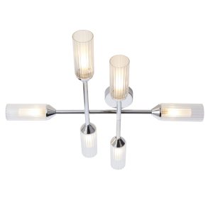 Ribbed & Frosted Chrome effect Semi Flush