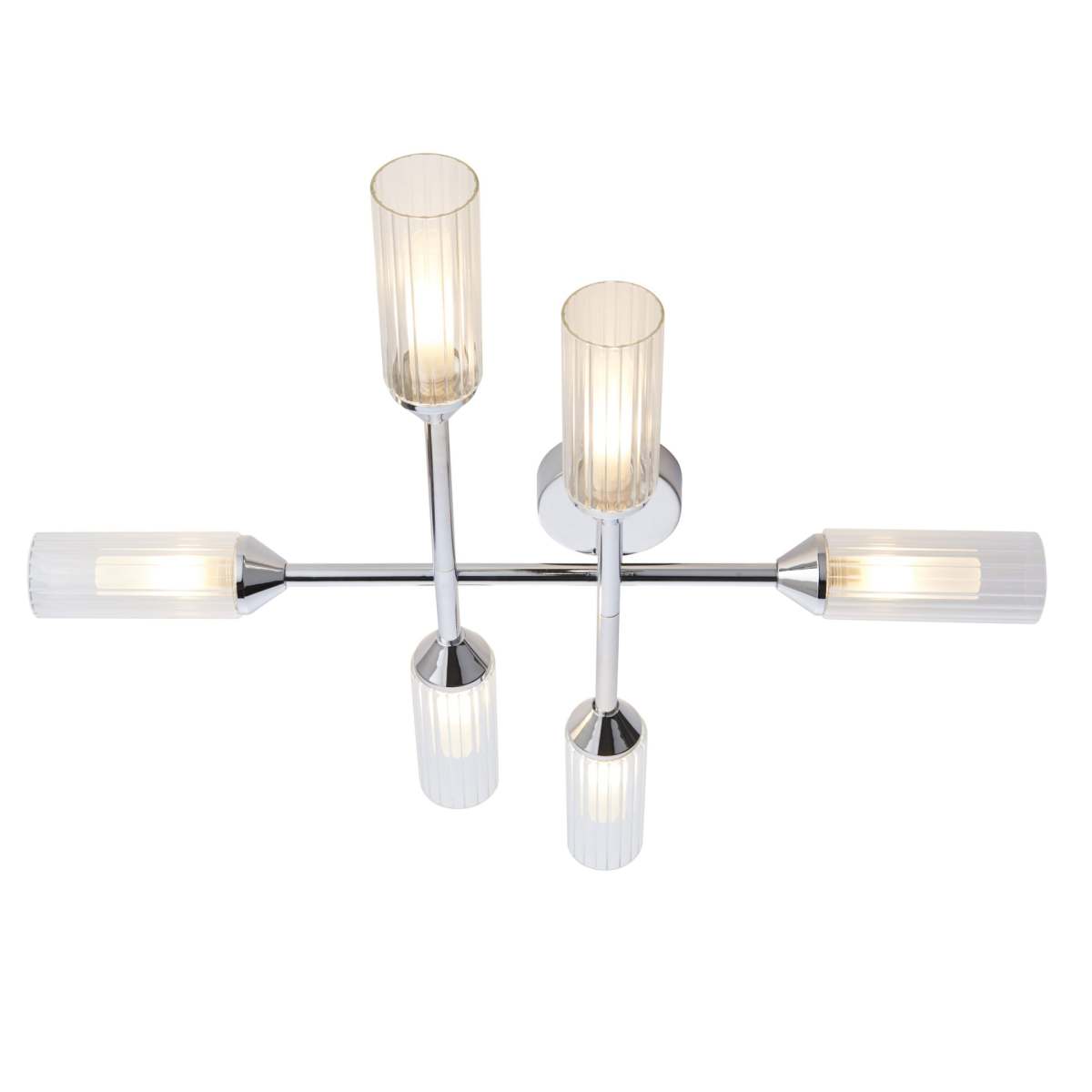 Ribbed & Frosted Chrome effect Semi Flush