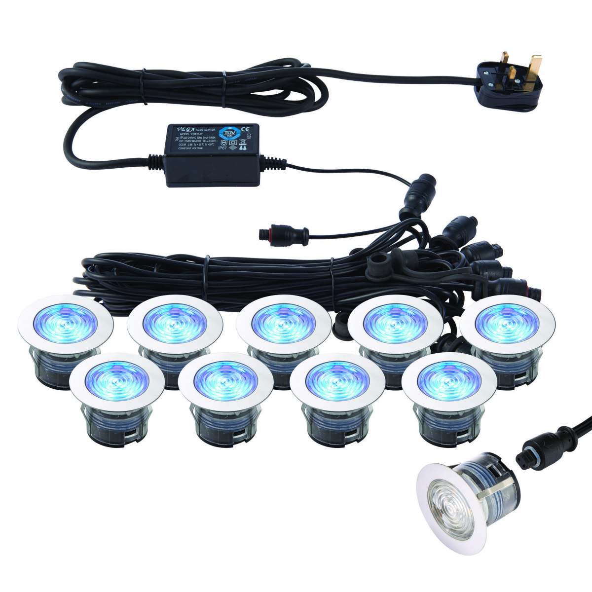 IkonPRO CCT 6500K/Blue 45mm kit IP67 0.75W cct