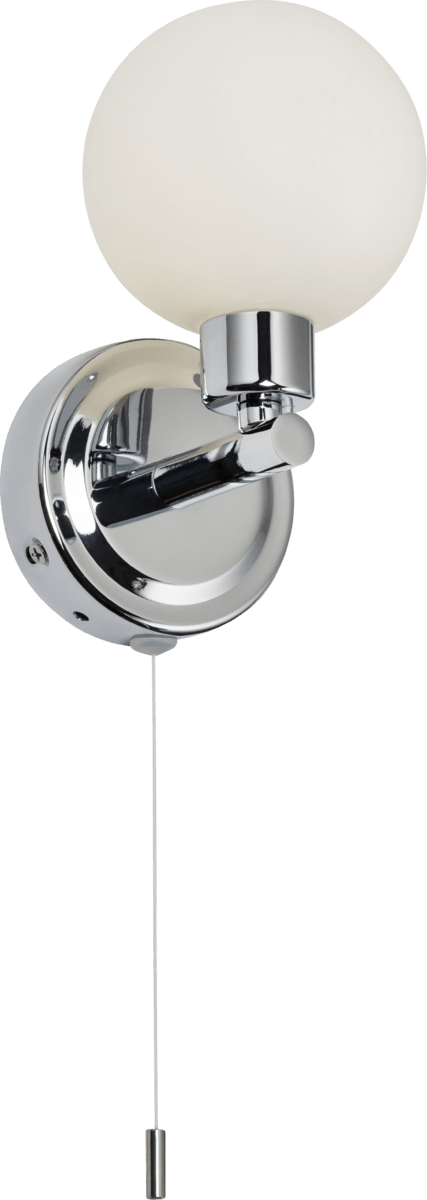 230V IP44 G9 Single Wall light with Round Frosted Glass - Chrome KNIGHTSBRIDGE