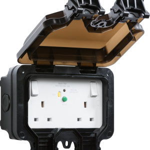 IP66 13A 2G DP RCD Switched Socket - Type A (30mA)