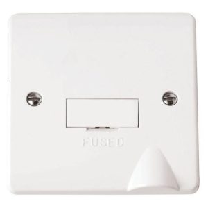 Click Mode White Moulded Unswitched Fused Connection Unit With Bottom Flex Outlet 13A
