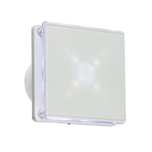 100mm/4 inch LED Backlit Extractor Fan with Overrun Timer - White
