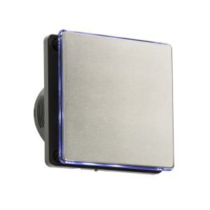 100mm/4 inch LED Backlit Extractor Fan with Overrun Timer - Black and Stainless Steel