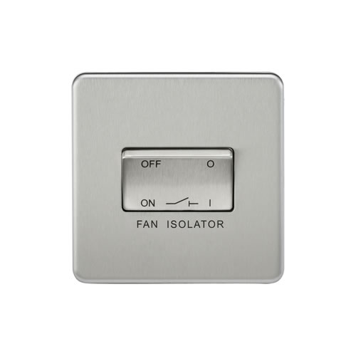 Screwless 10AX 3 Pole Fan Isolator Switch - Brushed Chrom