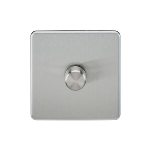 Screwless 1G 2-way 10-200W (5-150W LED) trailing edge dimmer - Brushed Chrome