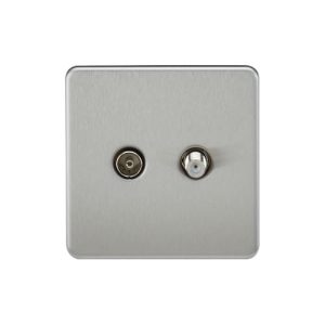 Screwless TV & SAT TV Outlet (Isolated) - Brushed Chrome