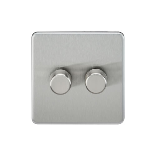 Screwless 2G 2-way 10-200W (5-150W LED) trailing edge dimmer - Brushed Chrome