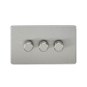 Screwless 3G 2-way 10-200W (5-150W LED) trailing edge dimmer - Brushed Chrome