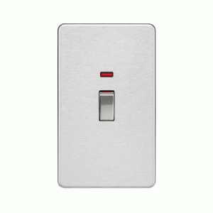 45A 2G DP switch with neon - brushed chrome