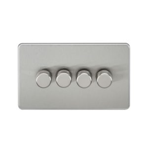 Screwless 4G 2-way 10-200W (5-150W LED) trailing edge dimmer - Brushed Chrome