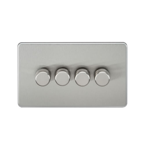 Screwless 4G 2-way 10-200W (5-150W LED) trailing edge dimmer - Brushed Chrome