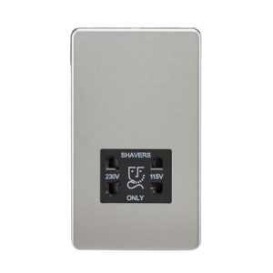 Screwless 115V/230V Dual Voltage Shaver Socket - Brushed Chrome