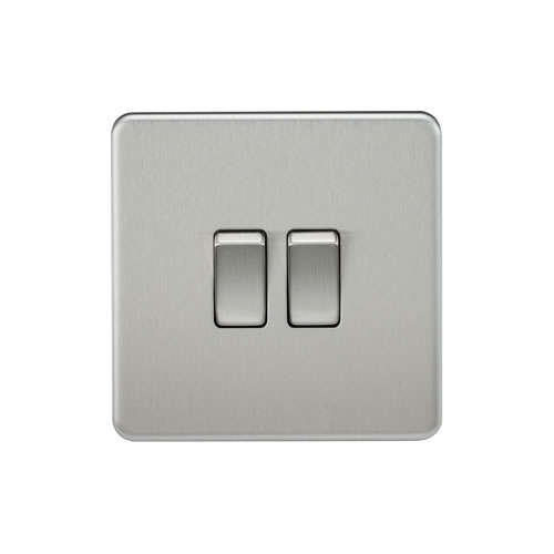 Screwless 10AX 2G 2-Way Switch - Brushed Chrome
