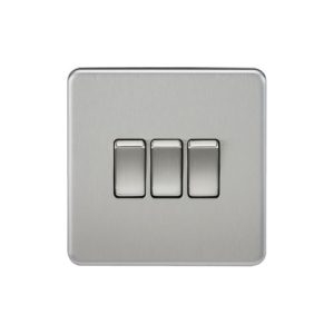 Screwless 10AX 3G 2-Way Switch - Brushed Chrome
