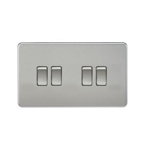 Screwless 10AX 4G 2-Way Switch - Brushed Chrome
