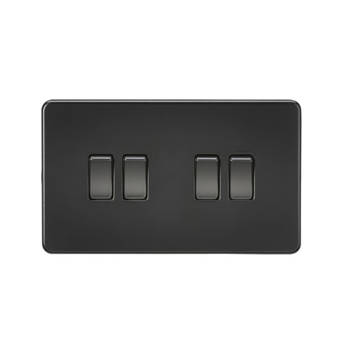 Screwless 10AX 4G 2-Way Switch - Matt Black