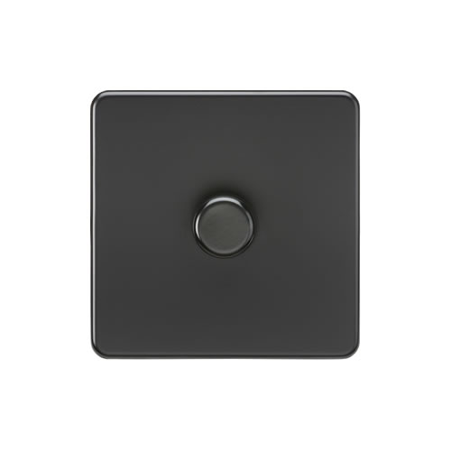 Screwless 1G 2-way 10-200W (5-150W LED) trailing edge dimmer - Matt Black