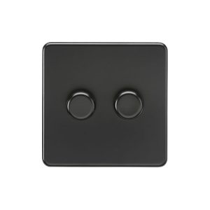 Screwless 2G 2-way 10-200W (5-150W LED) trailing edge dimmer - Matt Black