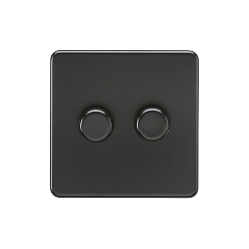 Screwless 2G 2-way 10-200W (5-150W LED) trailing edge dimmer - Matt Black