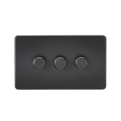 Screwless 3G 2-way 10-200W (5-150W LED) trailing edge dimmer - Matt Black