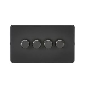 Screwless 4G 2-way 10-200W (5-150W LED) trailing edge dimmer - Matt Black