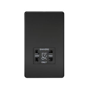 Screwless 115V/230V Dual Voltage Shaver Socket - Matt Black