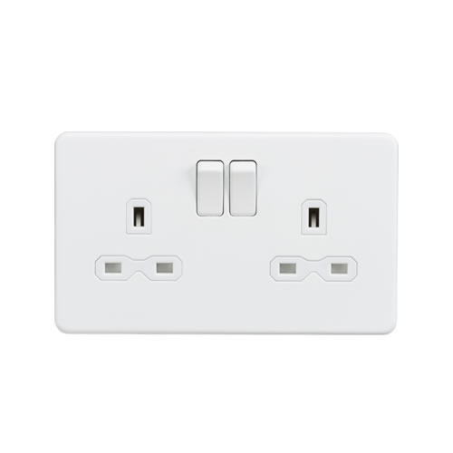 Screwless 13A 2G DP switched socket - Matt white