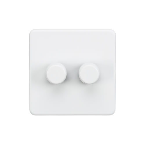 Screwless 2G 2-way 10-200W (5-150W LED) trailing edge dimmer - Matt White