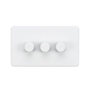 Screwless 3G 2-way 10-200W (5-150W LED) trailing edge dimmer - Matt White