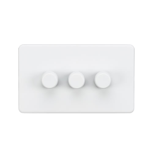 Screwless 3G 2-way 10-200W (5-150W LED) trailing edge dimmer - Matt White