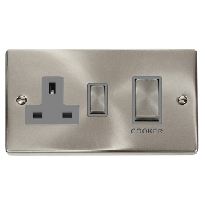 Satin Chrome Cooker Control Unit (Grey Surround)